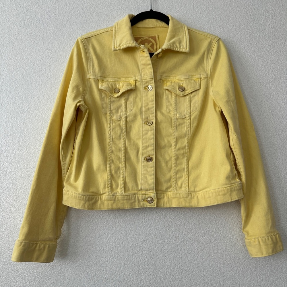 Michael Kors Women’s Collared Lemon Yellow L Denim Trucker Jacket